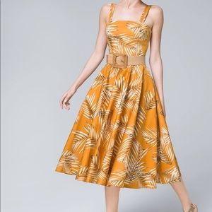 Palm-Print Midi Dress